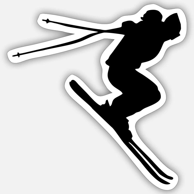 skiing, skier - Sticker size S (10 x 10 cm) - white matte