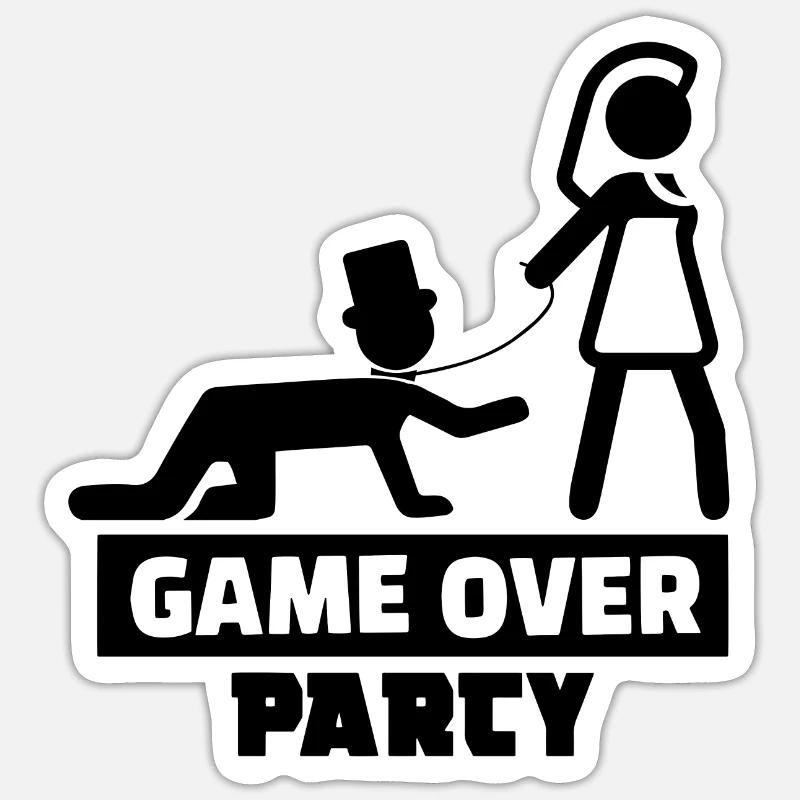 Game Over Bachelor Party Mariage Douche Mariage - Sticker taille S (10 x 10 cm) - blanc mat