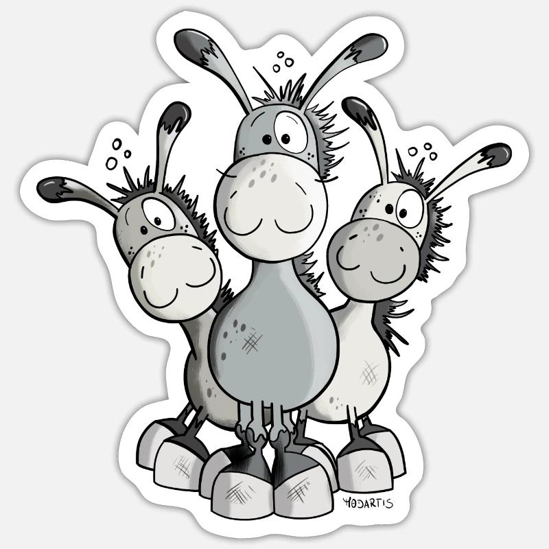 Das Esel Team - Sticker Größe S (10 x 10 cm) - Mattweiß