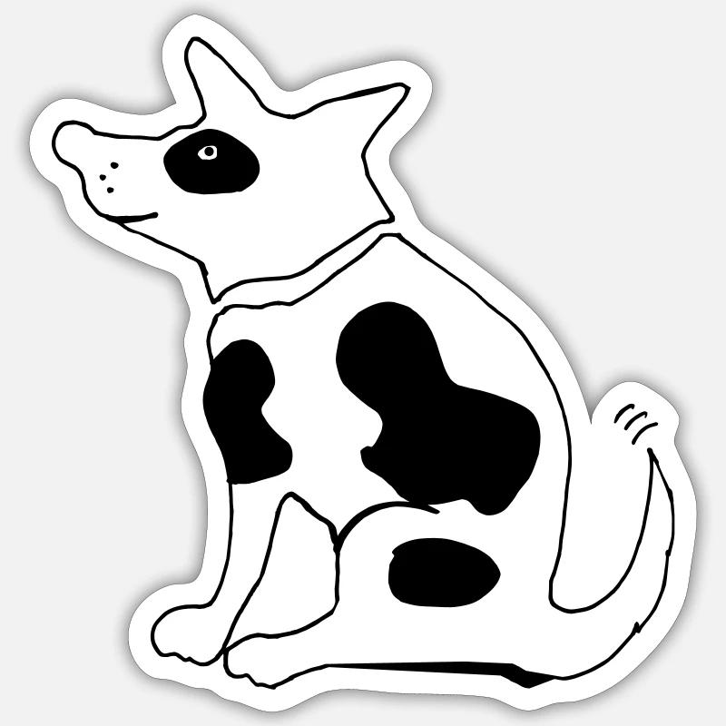 Drôle de chien tacheté, terrier bouledogue - Sticker taille S (10 x 10 cm) - blanc mat