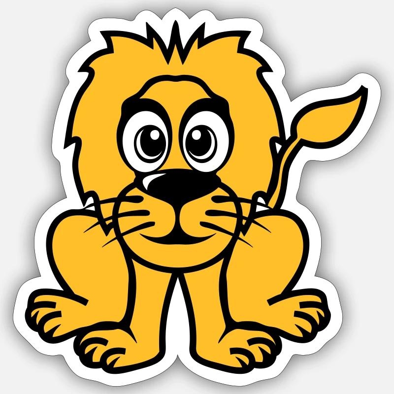 lion animaux dessin - Sticker taille S (10 x 10 cm) - blanc mat