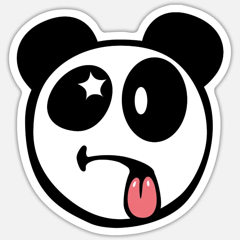 Smiley kawaii Panda - Sticker taille S (10 x 10 cm) - blanc mat