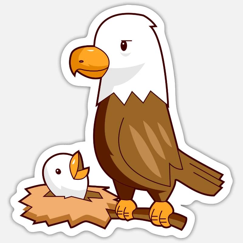 Nid d'aigle aigle bébé - Sticker taille S (10 x 10 cm) - blanc mat