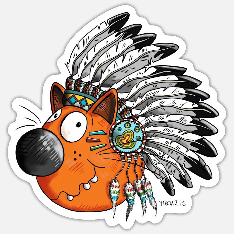 Indian Cat - Sticker size S (10 x 10 cm) - white matte