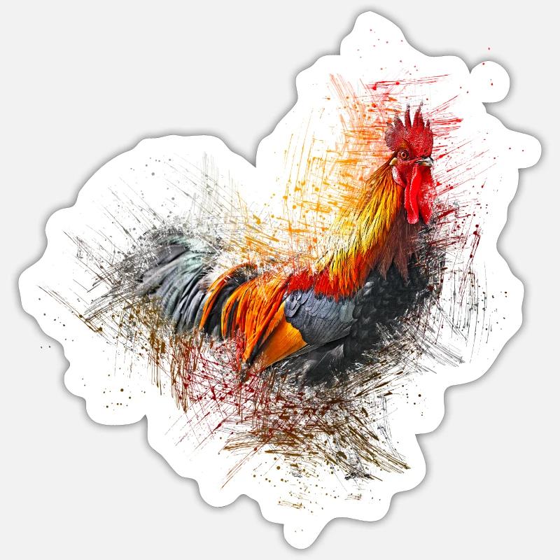 Hahn - Sticker Größe S (10 x 10 cm) - Mattweiß