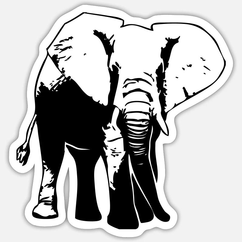 Elefant - Elephant - Sticker Größe S (10 x 10 cm) - Mattweiß