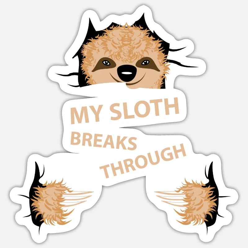 my sloth breaks trouth - Sticker taille S (10 x 10 cm) - blanc mat