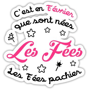 Fée / Fille / Reine / Naissance / Bébé / Février - Sticker size S (10 x 10 cm) - white matte - Front