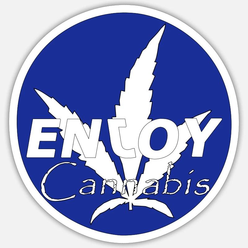ENJOY CANNABIS - Sticker Größe S (10 x 10 cm) - Mattweiß