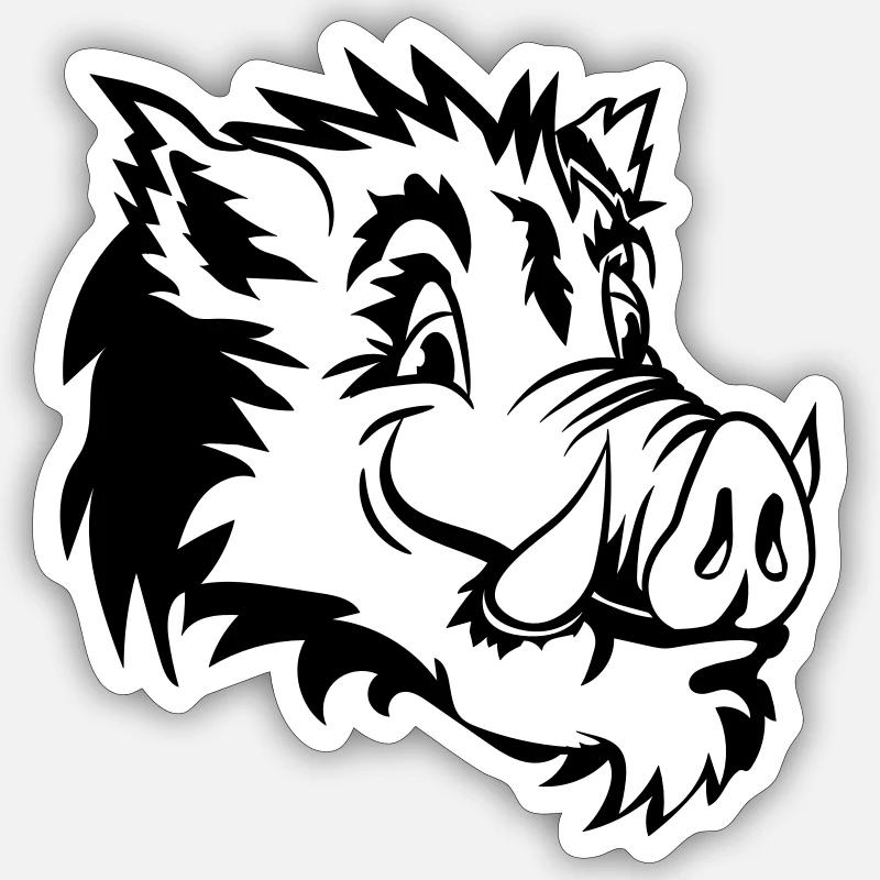 Sanglier drôle de tête - Sticker taille S (10 x 10 cm) - blanc mat