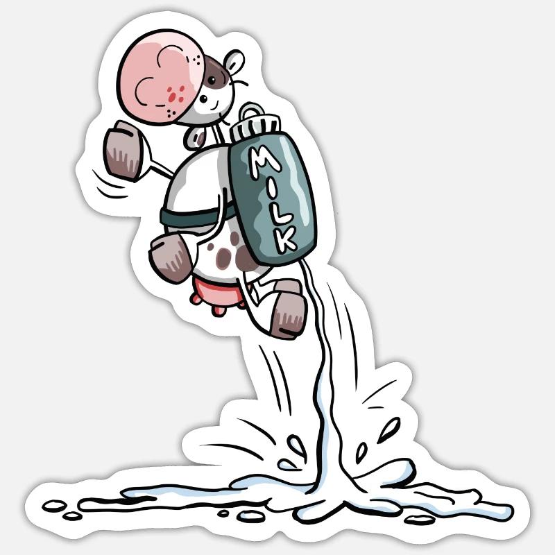 Power Kuh mit extra viel Milch - Sticker Größe S (10 x 10 cm) - Mattweiß