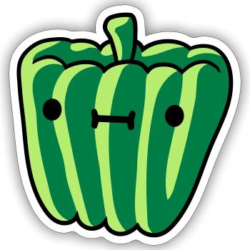 doux paprika avec visage délicieux légumes mignon le - Sticker taille S (10 x 10 cm) - blanc mat - Devant