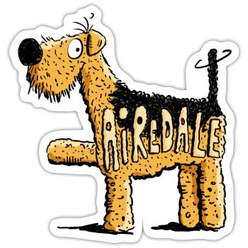 Kleiner Airedale Terrier - Hund - Hunde - Sticker Größe S (10 x 10 cm) - Mattweiß - Vorne