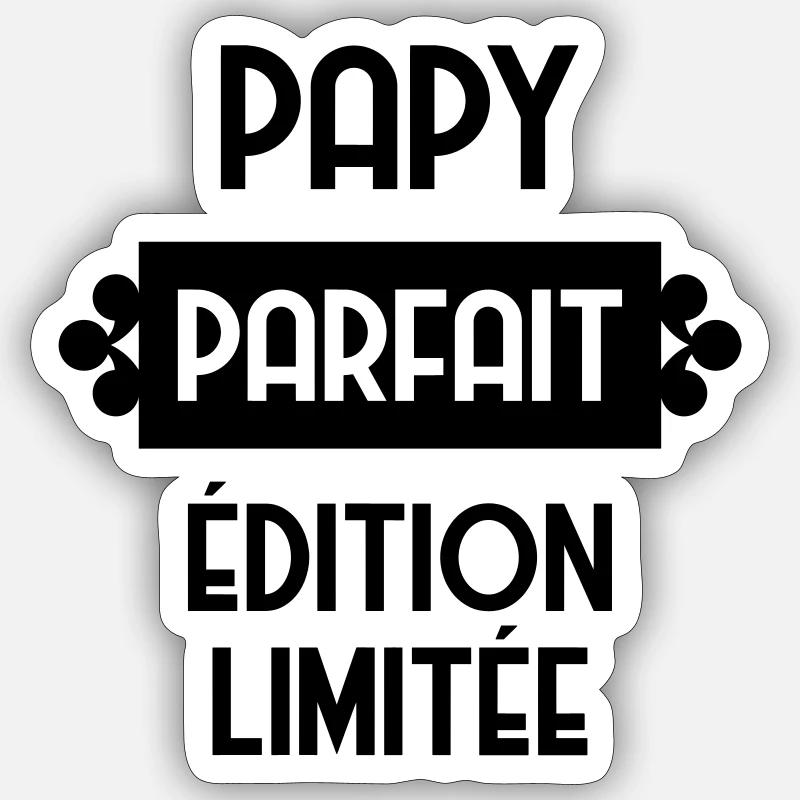Papy Papi Grand-Père Retraite famille - Sticker taille S (10 x 10 cm) - blanc mat