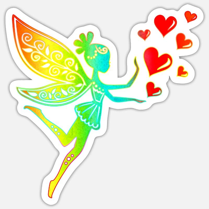 Fee Elfe Herzen Valentinstag Geschenkidee Liebe - Sticker Größe S (10 x 10 cm) - Mattweiß