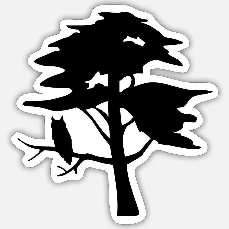 Baum und Eule Sticker Größe S (10 x 10 cm)