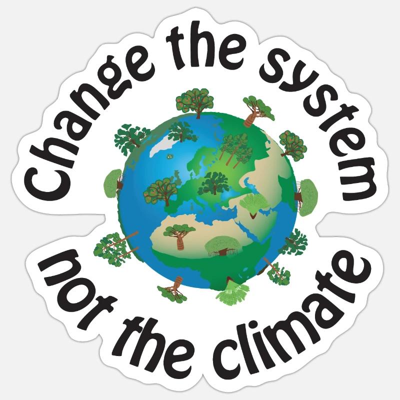 Changer le système, pas le climat noir - Sticker taille S (10 x 10 cm) - blanc mat