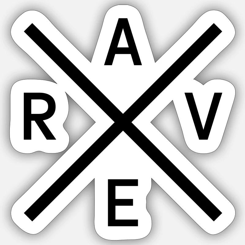 RAVE - Sticker taille S (10 x 10 cm) - blanc mat