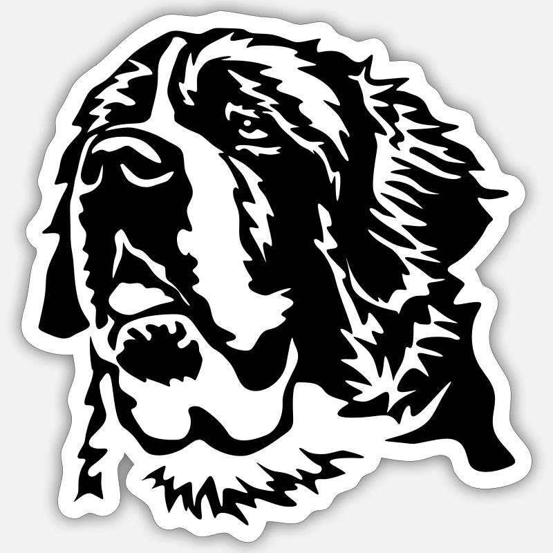 Saint Bernard head - Sticker size S (10 x 10 cm) - white matte