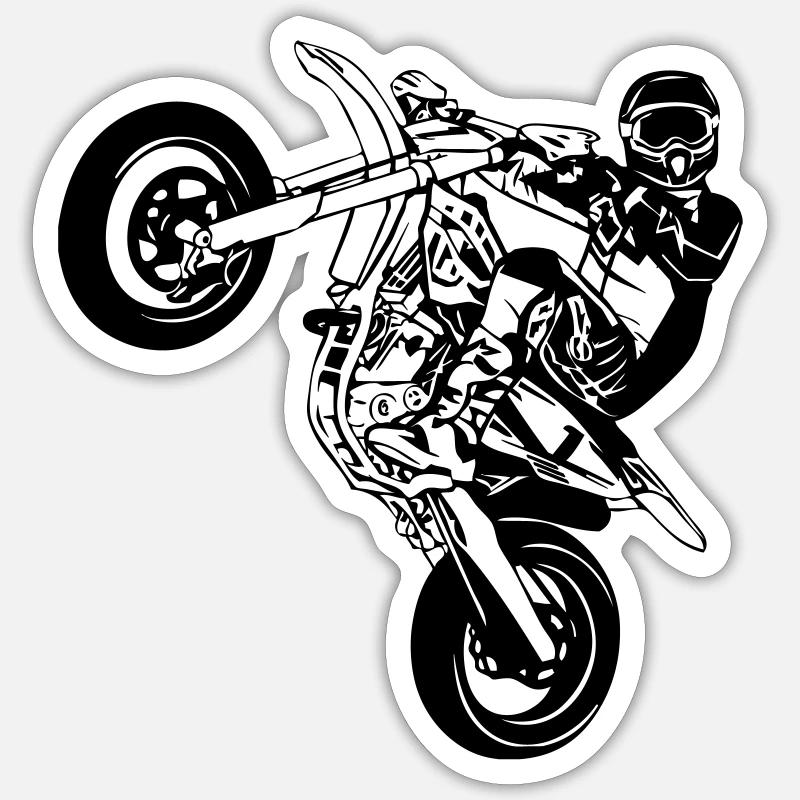 Supermoto - Sticker Größe S (10 x 10 cm) - Mattweiß