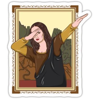 Avec Mona Lisa DAB danse professeur d’art peinture - Sticker taille S (10 x 10 cm) - blanc mat - Devant