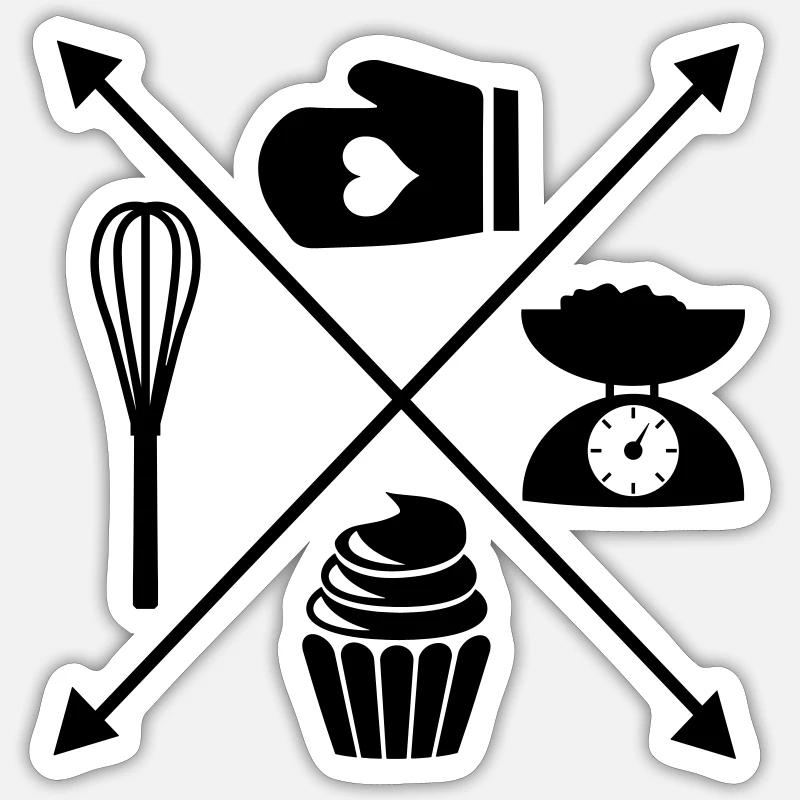 backen - Sticker Größe S (10 x 10 cm) - Mattweiß