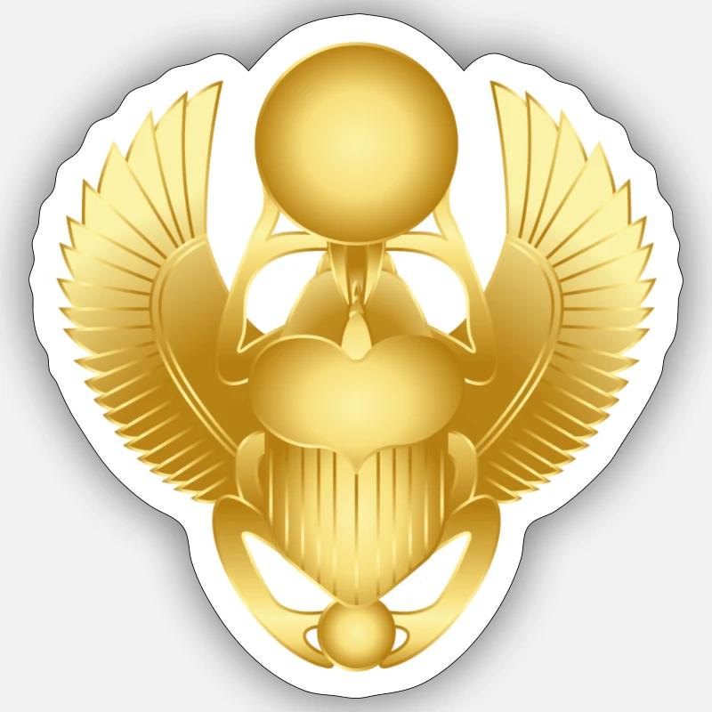 Ancient Gold Scarab - Sticker size S (10 x 10 cm) - white matte