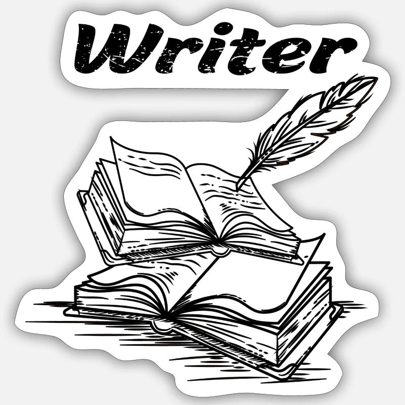 writer - Sticker size S (10 x 10 cm) - white matte