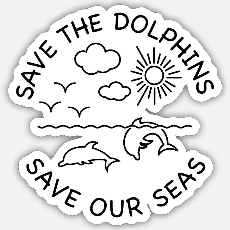 Save the dolphins - Sticker size S (10 x 10 cm) - white matte