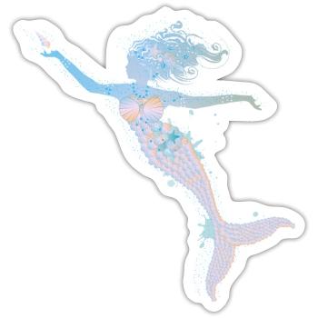 playful mermaid in cool pastel colors - Sticker size S (10 x 10 cm) - white matte - Front