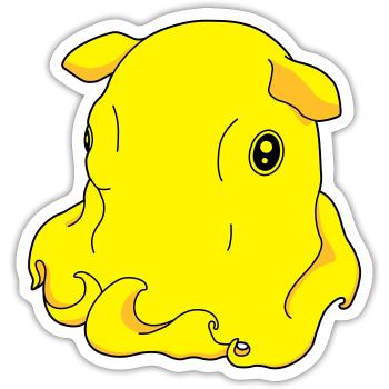 Umbrella elephant octopus - Sticker size S (10 x 10 cm) - white matte - Front