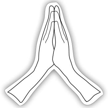 Hands folded, customizable - Sticker size S (10 x 10 cm) - white matte - Front