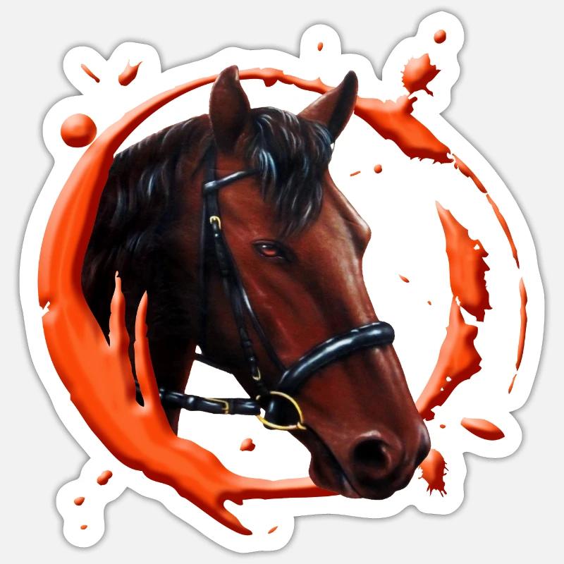 Tête de cheval - Sticker taille S (10 x 10 cm) - blanc mat
