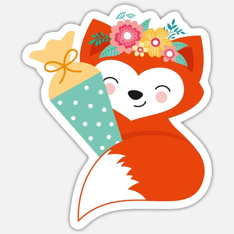 Écolier renard Sticker taille S (10 x 10 cm)