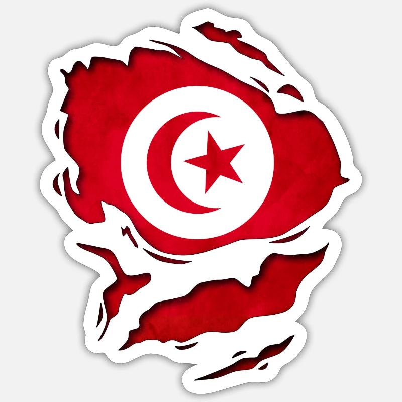 Drapeau tunisien Sticker taille S (10 x 10 cm)