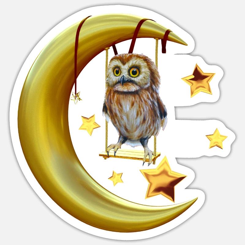 Mond-Eule Sticker Größe S (10 x 10 cm)