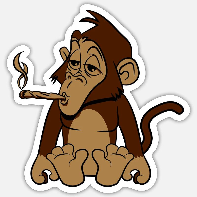 monkey weed hemp - Sticker size S (10 x 10 cm) - white matte
