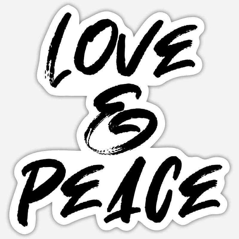 love &peace - Sticker taille S (10 x 10 cm) - blanc mat