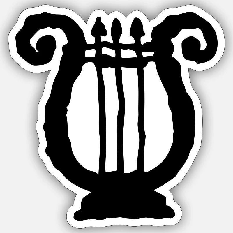 lyre, lyre, luth | vectorgraphique = Changez de couleur ! - Sticker taille S (10 x 10 cm) - blanc mat