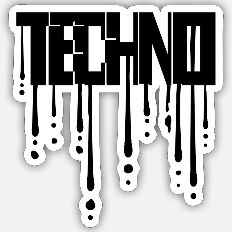 Drops of graffiti techno - Sticker size S (10 x 10 cm) - white matte
