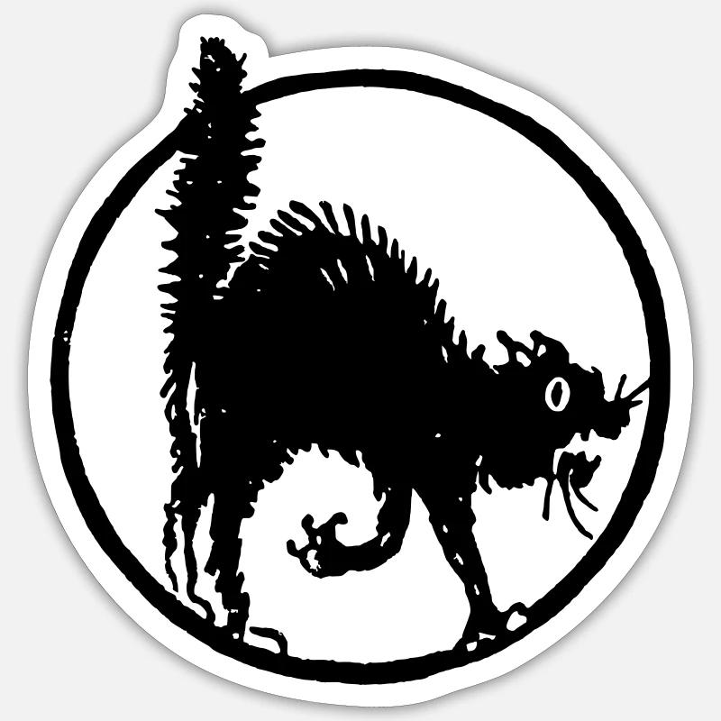 Halloween cat / chat noir - Sticker taille S (10 x 10 cm) - blanc mat
