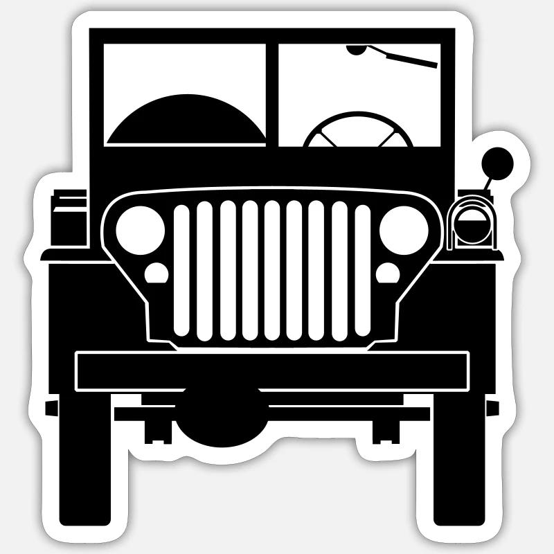 Willys MB Front - Sticker Größe S (10 x 10 cm) - Mattweiß