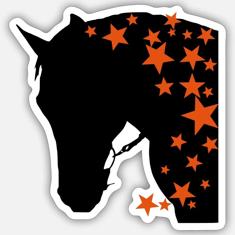 Pferdekopf 6 links Stern Sticker Größe S (10 x 10 cm)