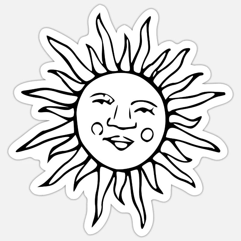 Smiling Sun - Sticker Größe S (10 x 10 cm) - Mattweiß