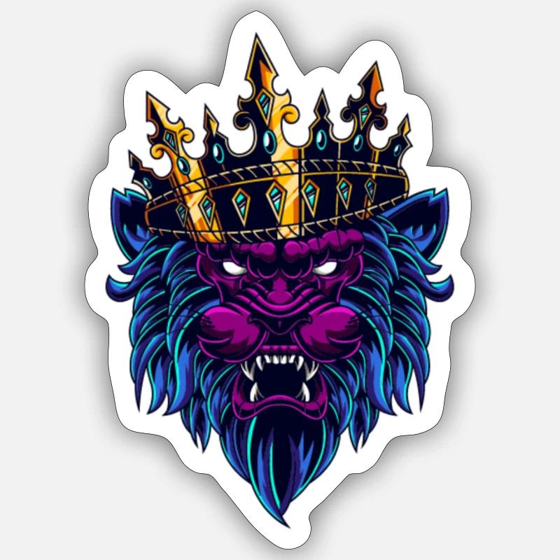Lion de jeu - Sticker taille S (10 x 10 cm) - blanc mat