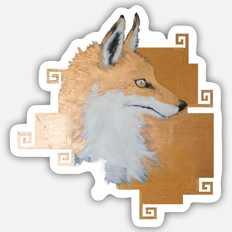Fuchs Fox Fuchsornament Geschenk - Sticker Größe S (10 x 10 cm) - Mattweiß