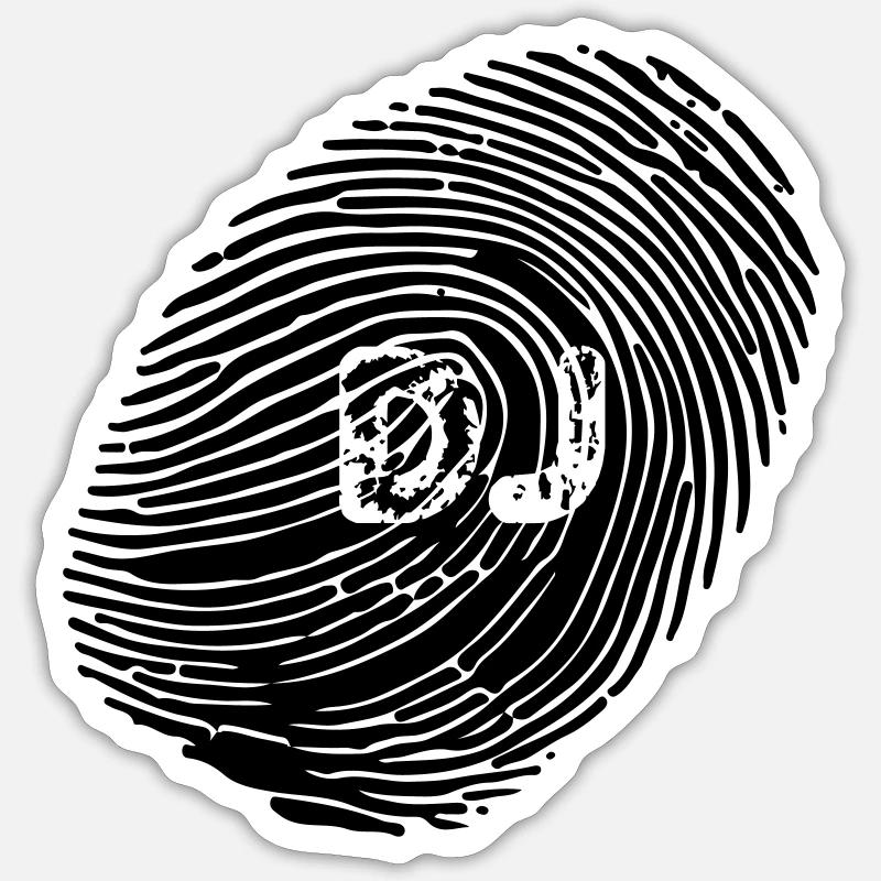 Fingerprint dj - Sticker size S (10 x 10 cm) - white matte