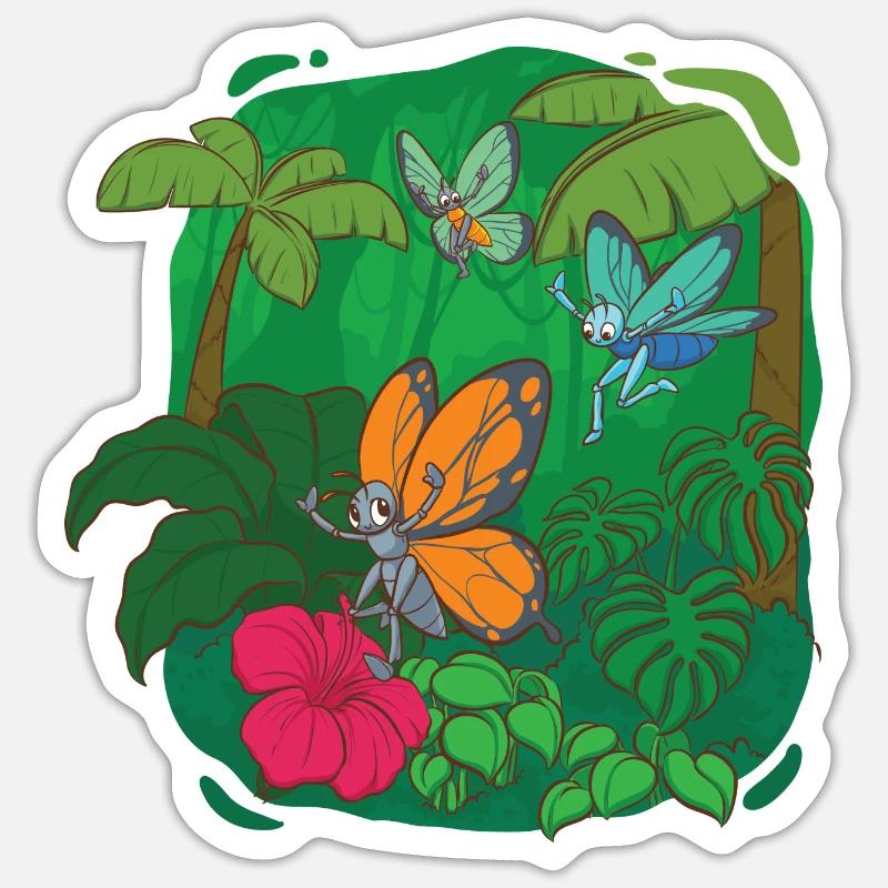 Papillons - Sticker taille S (10 x 10 cm) - blanc mat