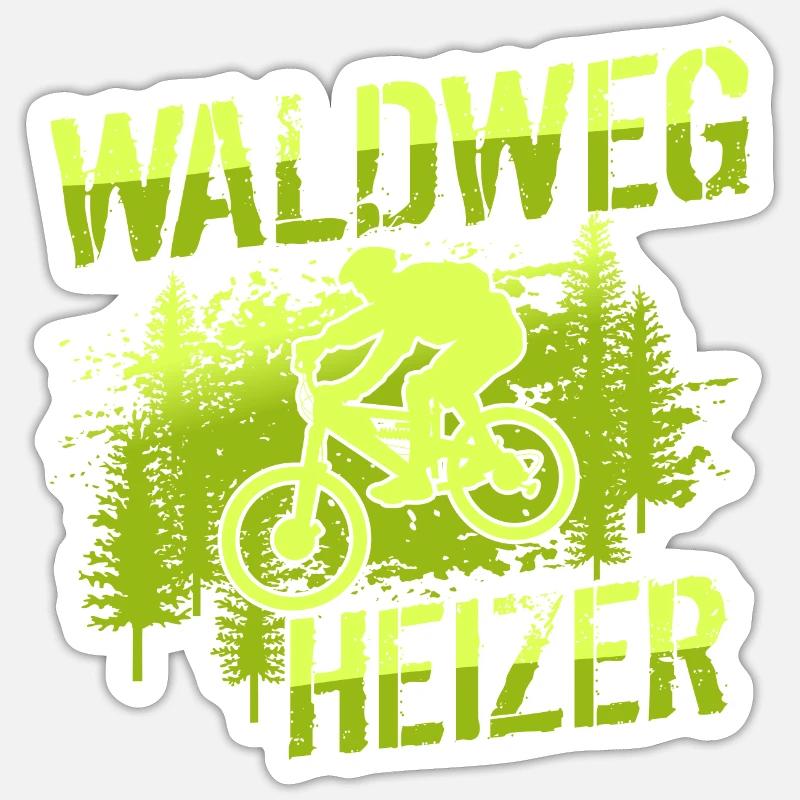 MTB Mountainbiker - Waldweg Heizer - Sticker Größe S (10 x 10 cm) - Mattweiß