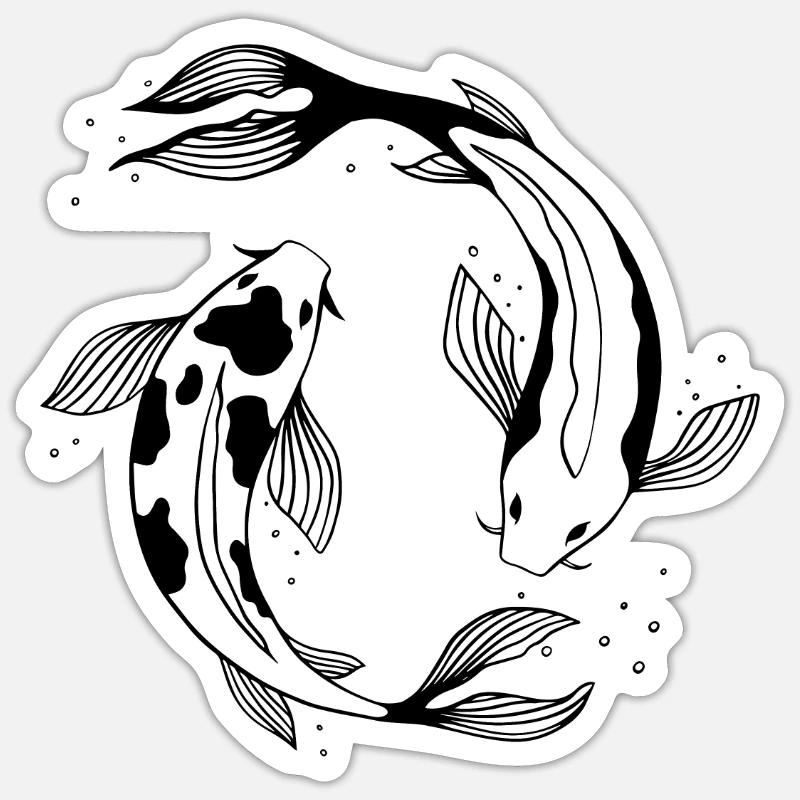 Poisson, ying et yang, poisson koi, poisson koi, poisson Sticker taille S (10 x 10 cm)